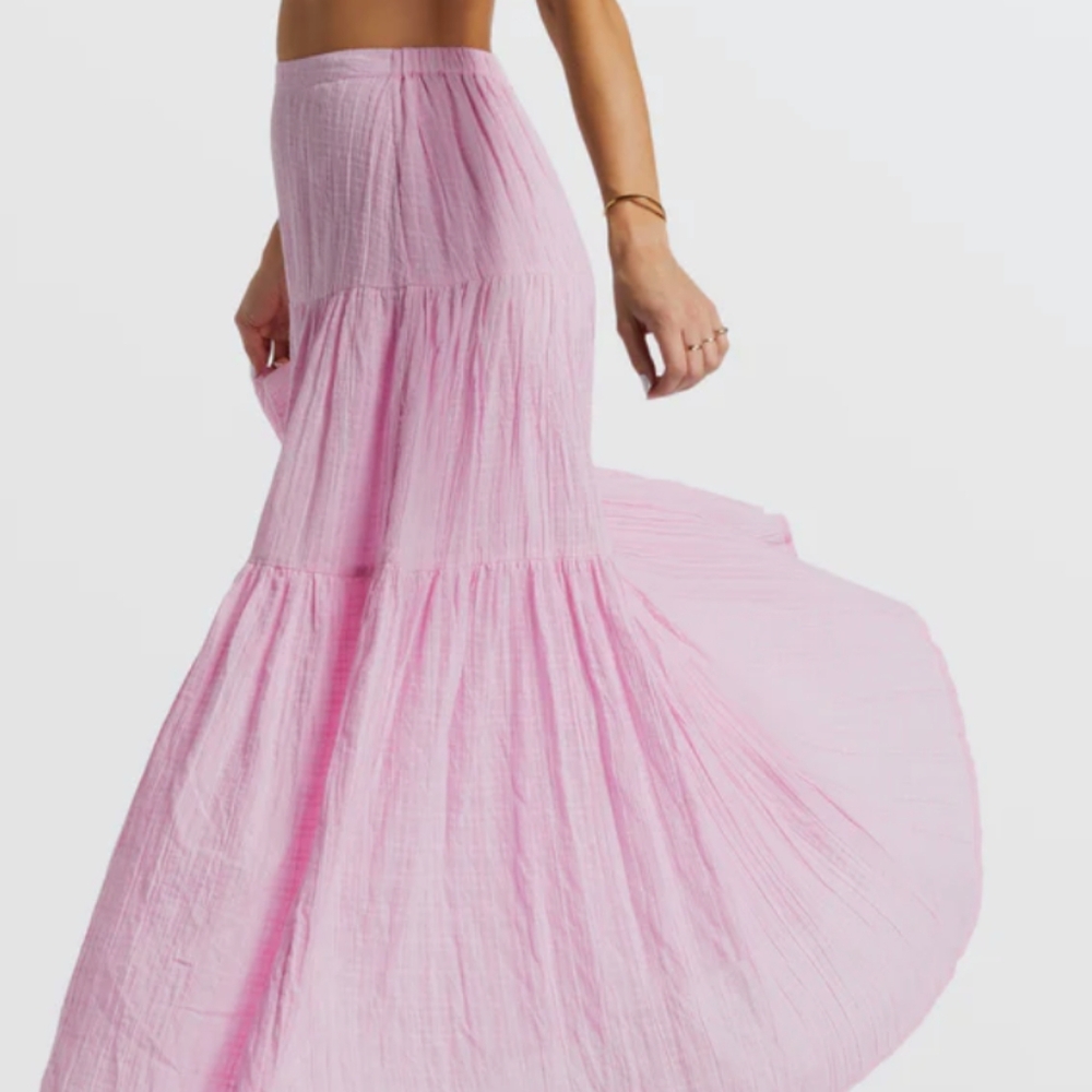 Billabong Sol tiered cotton maxi shirt Medium